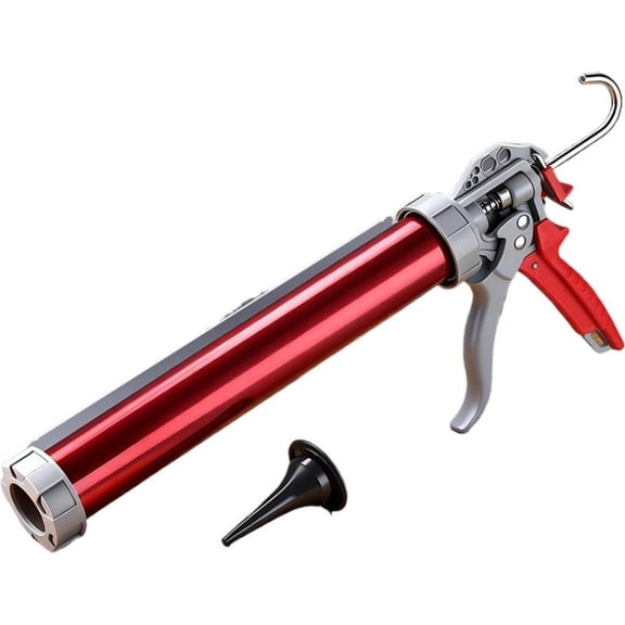Convertible Sausage & Cartridge, Automatic Glue Cut-off Tubing Tool, Aluminum Alloy Red Caulking Gun, Auto Stop with 360 Rotation Cartridge and Easy One-Hand Replacement