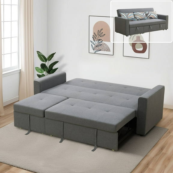 Convertible Sectional Sleeper Sofa, Pull Out Sofa Bed Reversible Corner Sofa&Couches Couch Bed for Living Room, Grey