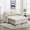 thumbnail image 1 of Convertible Sectional Sofa, 2 Seat Module Sectional Sofa Couch with 2 Ottoman, Modern Linen Fabric Sofa for Living Room, Apartment, Cream, 1 of 9