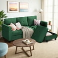 thumbnail image 1 of Convertible Sectional Sofa Couch,3 Seat L Shaped Couches with Storage Function Ottoman,Modern Linen Convertible Sectionals Sofas with Armrest Reversible Chaise,Small Spaces Sofa (Green), 1 of 6