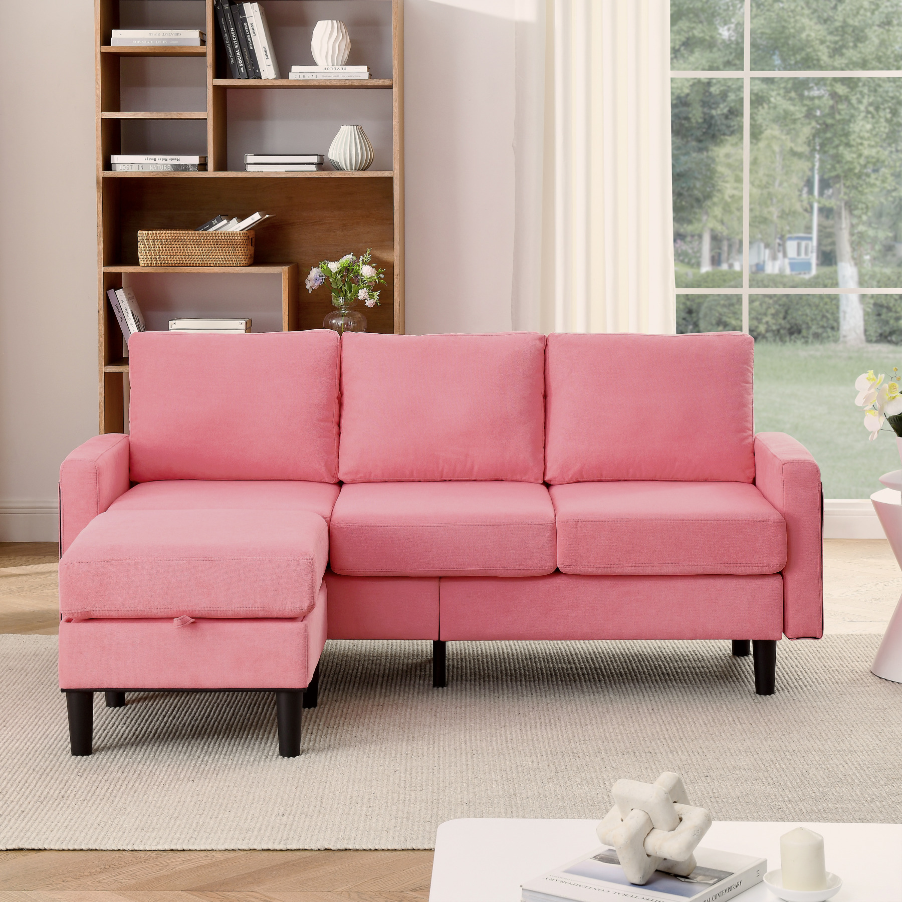 Convertible Sectional Sofa Couch, 74.8" Small Sectional Sofa, 3Seat