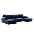 thumbnail image 1 of Convertible Sectional Sofa Couch, 800 Pounds Load U-Shaped Wood Frame Sectional Sofa with Double Lounge Chaise, 1 of 8