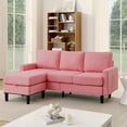 thumbnail image 1 of Convertible Sectional Sofa Couch, Comfy Upholstered 3-Seat Sofa with Storage Ottoman, Wooden Frame L Shaped Sofa for Living Room, Apartment, Bedroom, Pink, 1 of 9