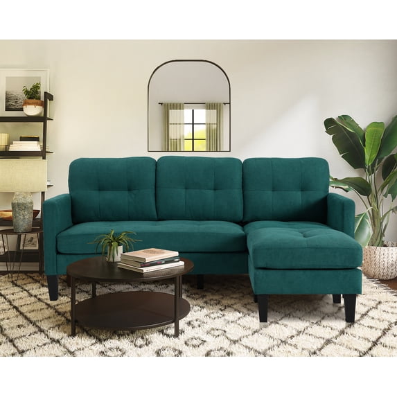 Convertible Sectional Sofa Couch, Modern L-Shaped Couch 3-Seat Sofa, Reversible Sectional, Dark Green