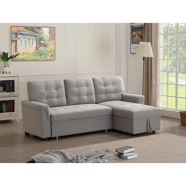 Convertible Sectional Sofa Couch Pull Out Bed Sleeper Sofa with Storage