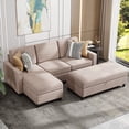 thumbnail image 1 of Convertible Sectional Sofa Couch with Storage Ottoman, L-Shaped Wide Reversible Chaise with Linen Fabric(Dark Beige), 1 of 7