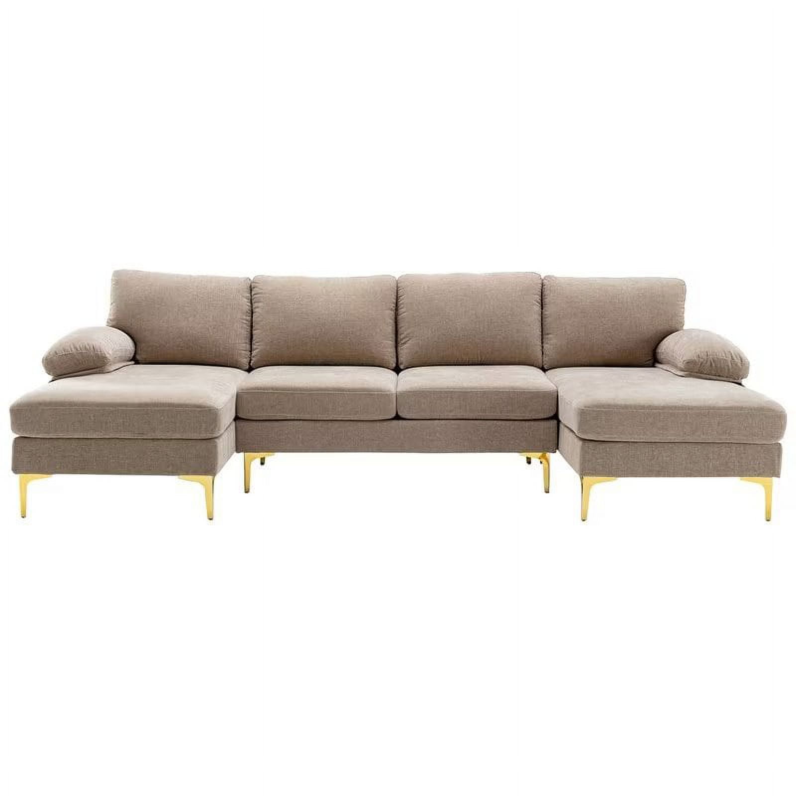 Convertible Sectional Sofa with Gold Metal Legs, UShaped Sofa Couch