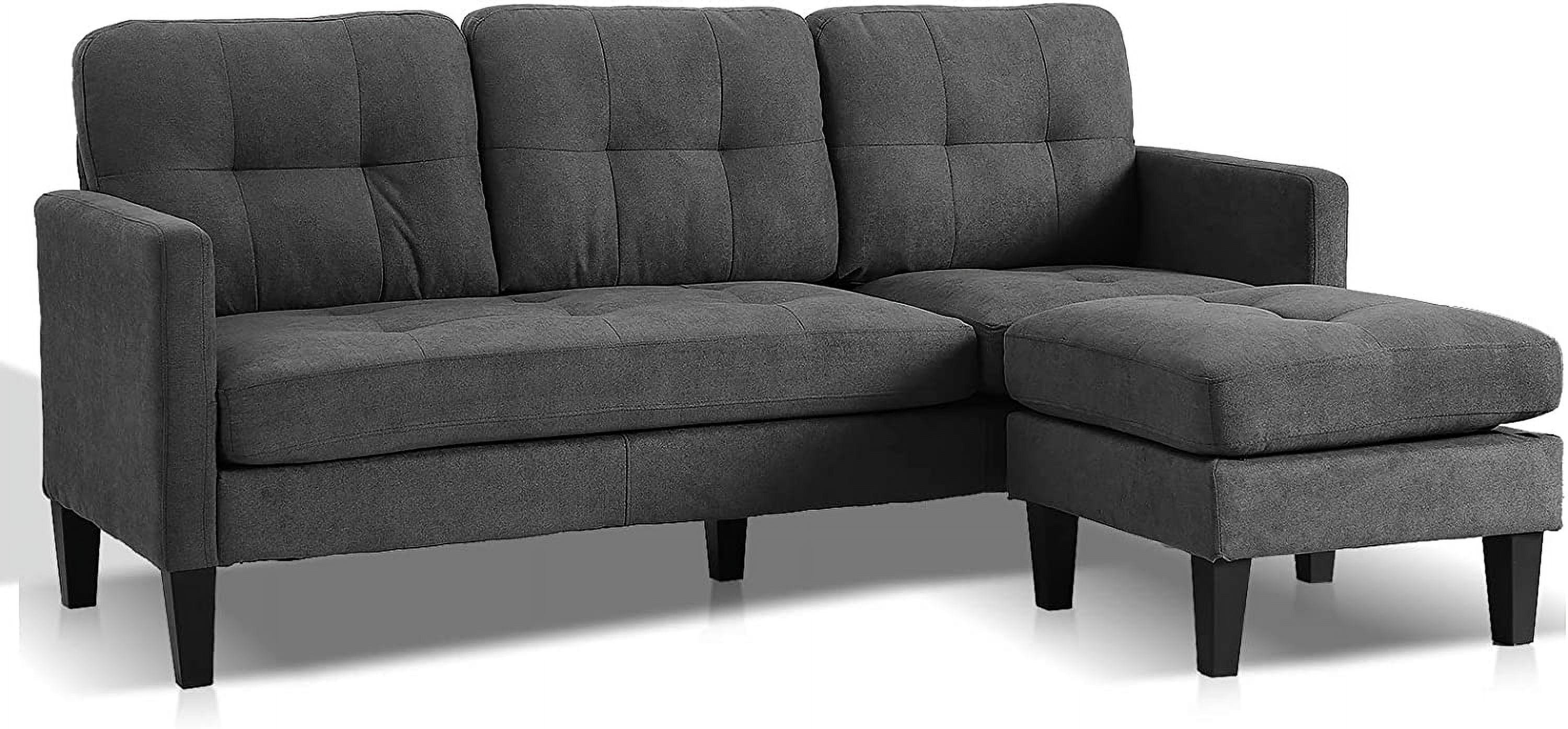 Convertible Sectional Sofa, Modern Linen Fabric L Shape Sectional Couch