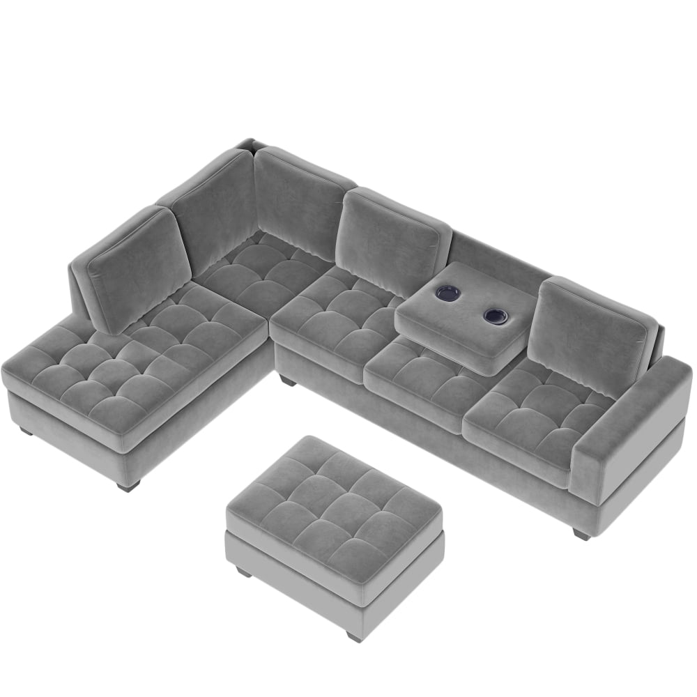 Convertible Sectional Sofa with Reversible Chaise, L Shaped Couch Set