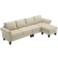 thumbnail image 1 of Convertible Sectional Sofa with Storage, L-Shaped Sofa,Four-Seater Sofa, Modern Linen Fabric Sectional Couches for Living Room (Beige), 1 of 12