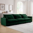 thumbnail image 1 of Convertible Sectionals Sofas, Upholstered Deep Seat Sofa with Waist Pillow, 3 Seater Sofa Couches for Living Room, Office, Apartment, Mid Century Modern Comfy Couch, Green, 1 of 1