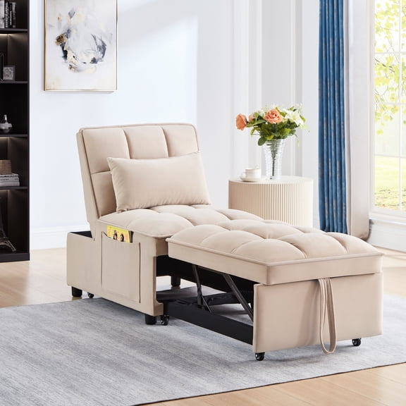 Convertible Single Bed, Taupe, And Stable Taupe , Adjustable , Velvet