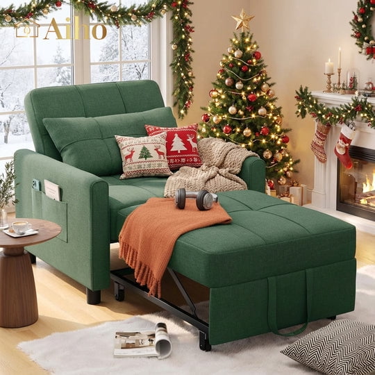 Convertible Sleeper Chair, Aiho 3-in-1 Convertible Sofa Bed Recliner Chair with Pull Out Couch - Green