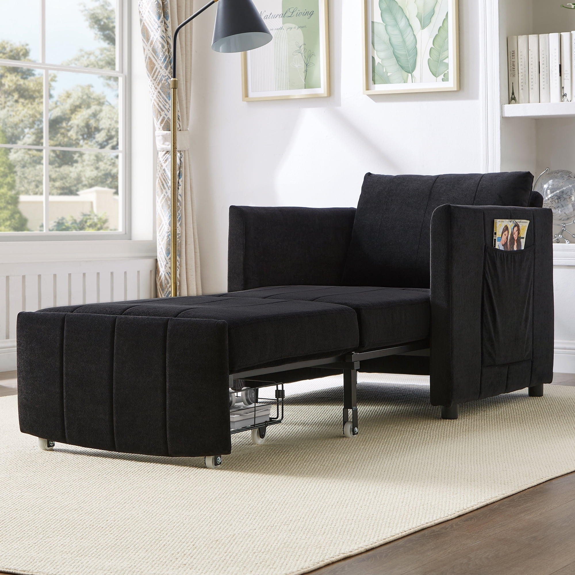 Convertible Sleeper Chair Bed, 31.5" Upholstered Pull Out Sofa Bed with ...