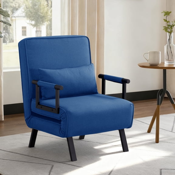 Convertible Sleeper Chair Bed – 5-Position Foldable Futon Chair Bed with Pillow, Cozy Futon Chair Sofa Bed for Small Spaces, Office Apartment