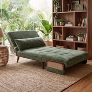 Convertible Sleeper Chair Bed, Folding Single Armchair Sofa Bed for Adults, Green 35"