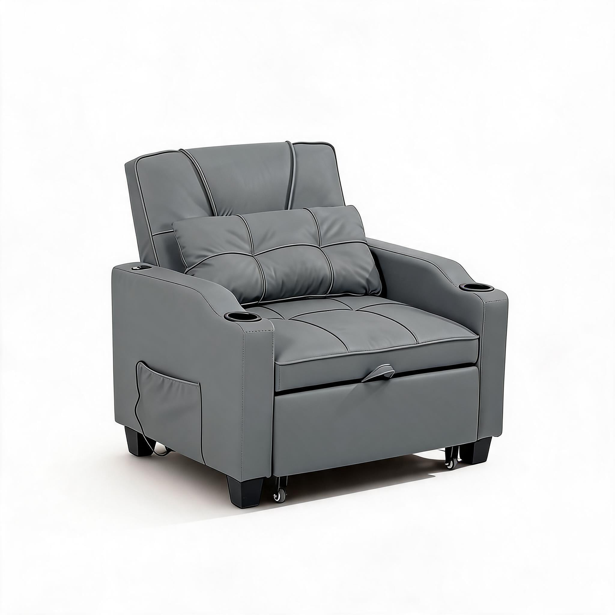 Convertible Sleeper Chair Bed, Pull-Out Single Sofa Recliner Adjustable ...