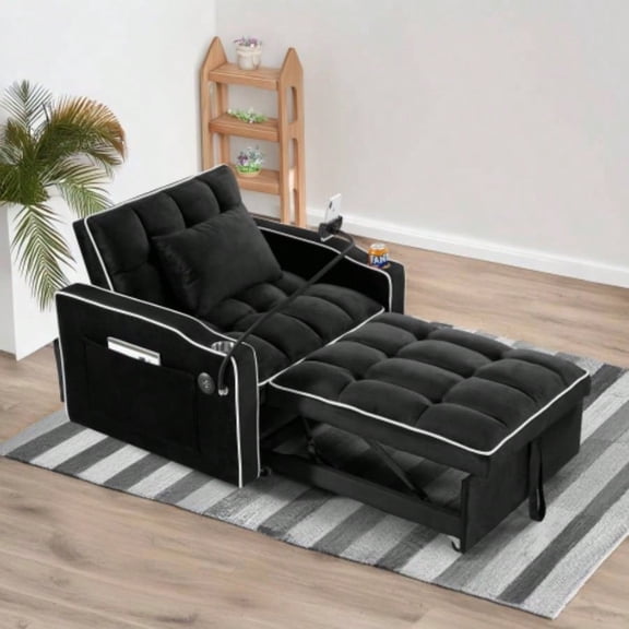 Convertible Sleeper Chair Sofa Bed Adjustable Pull Out Sleeper Chair Bed Multi - Pockets Folding Sofa Bed Living Room Bedroom Small Space, 3 - in - 1 - Sofas