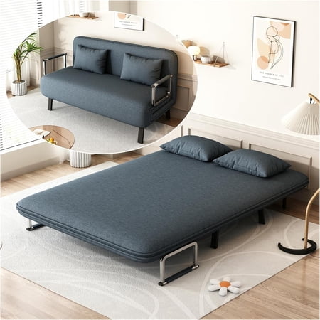 Convertible Sleeper Sofa, 55? Tri-Folding Queen Sofa Bed with Adjustable Backrest, Velvet Comfy Loveseat Sleeper, Sleeper Sofa Bed for Adults, Modern Futon Sofa Bed for Bedroom Living Room