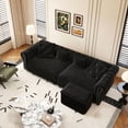 thumbnail image 1 of Convertible Sleeper Sofa Bed 3-in-1 King Size Velvet Tufted Design with Movable Ottoman Chaise Lounge for Small Spaces Black, 1 of 9