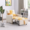 thumbnail image 1 of Convertible Sleeper Sofa Bed, 3-in-1 Multi-Functional Teddy Couch with Pull-Out Bed, 31" Modern Chaise Lounge with Adjustable Backrest and Pillow Foliding Sofa Bed for Living Room, Yellow, 1 of 7