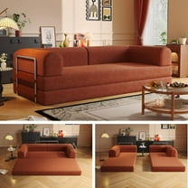 Modern Foldable Sleeper Couch with Fixed Frame for Small Spaces, Apartment Living Room & Bedroom (Orange)