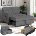 thumbnail image 1 of 50" Sofa Bed, Lofka 3 in 1 Convertible Sleeper Loveseat, Pull Out Couches with Adjustable Backrest for Living Room Apartment, Linen, Dark Gray, 1 of 11