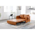 thumbnail image 1 of Convertible Sleeper Sofa Bed, Modern PU Leather Upholstered Loveseat with Pull Out Bed, Small Futon Sofa Bed with Headboard, 2 Pillows and Side Pockets for Living Room Bedroom, Brown, 1 of 7