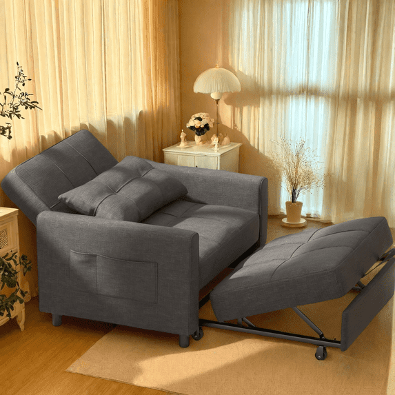 Convertible Sleeper Sofa Bed, Pull Out Couches for Living Room Furniture, 26.7''W Seat Dark Gray