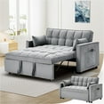 thumbnail image 1 of Convertible Sleeper Sofa Bed, Velvet Pull Out Couch Bed,3-in-1 Convertible Upholstered Loveseat Sofa,Velvet Futon Couch with Adjustable Backrest for Living Room,Light Grey, 1 of 6