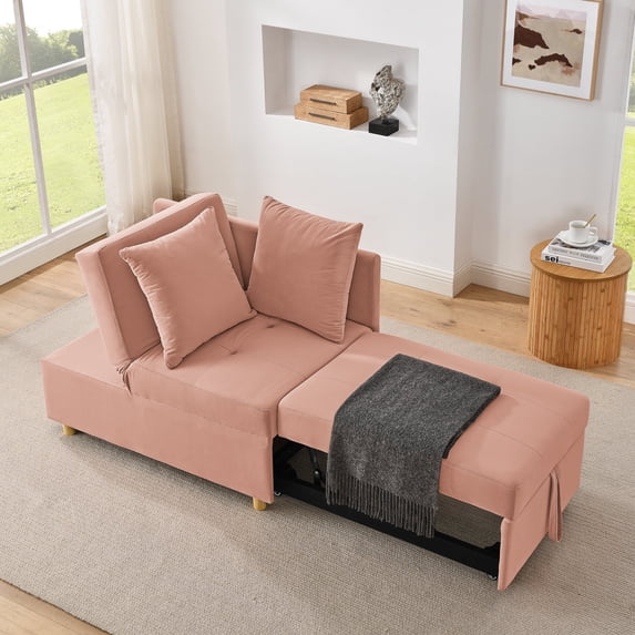 Convertible Sleeper Sofa Chair – Adjustable Recliner with Pull-Out Bed & Wheels – Space-Saving Linen Fabric Sofa for Small Spaces, Apartments, Dorms