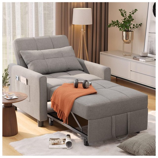 Convertible Sleeper Sofa Chair Bed, 3in1 Single Convertible Chair Bed, Adjustable Chair with