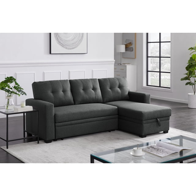 Convertible Sleeper Sofa with Pullout Bed, 82 Inch Upholstered Sofa Bed ...
