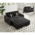 thumbnail image 1 of Convertible Sleeper Sofa with Adjustable Backrest, Side Pocket & Phone Holder, Velvet Black, 1 of 8