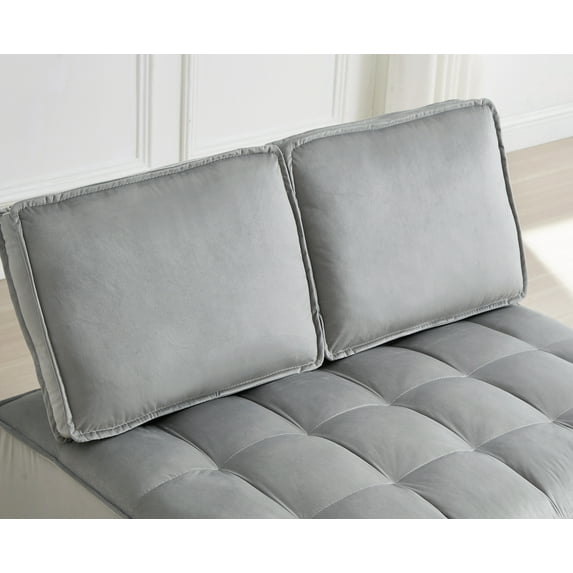 Convertible Sleeping Sofa Bed,Modern Velvet Fabric Double Seat Sofa Bed,Sleeping Sofa Bed with 2 Backs and Detachable Backs,Backs,Suitable for Living Room Bedroom,Grey,Grey Velvet Furniture Primary