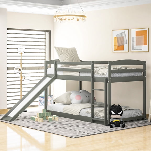 Convertible Slide and Ladder Twin Bunk Bed | Space-Saving for Cottages, Smooth Surface Finish
