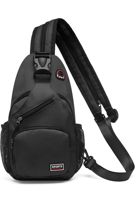 Convertible Sling Bag Crossbody Backpack, 7.9" Tablet Bags with Headphone Jack Bag Casual Pack for Women Men Hiking Travel (Black)