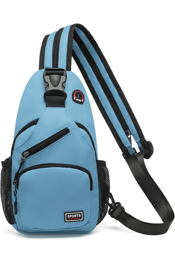 Convertible Sling Bag Crossbody Backpack, 7.9" Tablet Bags with Headphone Jack  Bag Casual Pack for Women Men Hiking Travel (Blue)