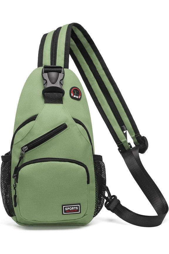 Convertible Sling Bag Crossbody Backpack, 7.9" Tablet Bags with Headphone Jack Bag Casual Pack for Women Men Hiking Travel (Green)