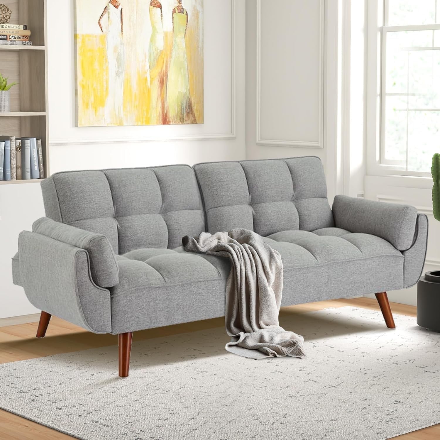 Mydepot Convertible Futon Sofa Bed, Adjustable Couch Sleeper Modern ...