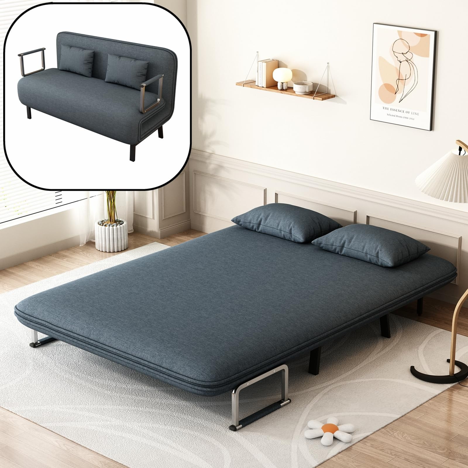 Convertible Sofa Bed, 3 in 1 Sofa Sleeper TriFold Sofa Bed with 6