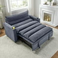 thumbnail image 1 of Convertible Sofa Bed, 3-In-1 Multi-Functional Velvet Sleeper Couch Pull-Out Bed, 47" Loveseat Chaise Lounge with Adjustable Backrest, Living Room, Small Space (Gray), 1 of 10