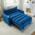 thumbnail image 1 of Convertible Sofa Bed, 3-In-1 Multi-Functional Velvet Sleeper Couch Pull-Out Bed, 47" Loveseat Chaise Lounge with Adjustable Backrest, Living Room, Small Space (Blue), 1 of 9