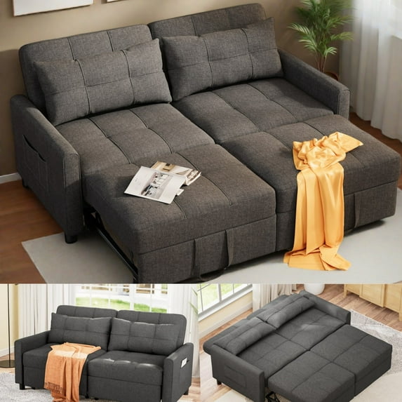 Lofka Sofa Bed, Convertible Sleeper Sofa Couch for Home Furniture and Small Space, Gray