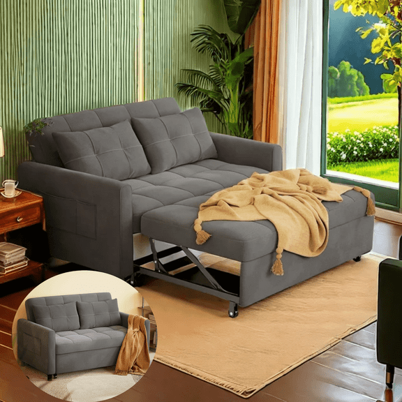 Convertible Sofa Bed, Lofka 3 in 1 Sleeper Sofa for Living Room, Dark Gray