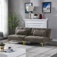 Modern Teddy Fabric Upholstered Sofa - Tufted Couch with Square Arms, 4 Solid Wood Legs & 2 Decorative Pillows for Living Room, Office, Apartment