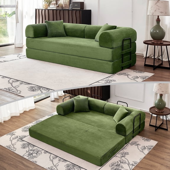 Modular Floor Sofa Bed 5 in 1, Linshora 79’’ Foldable Convertible Sofa, High-Density Sponge Sleeper for Living Room, Guest Room, Office