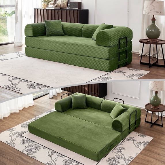 Modular Floor Sofa Bed 5 in 1, Linshora 79’’ Foldable Convertible Sofa, High-Density Sponge Sleeper for Living Room, Guest Room, Office