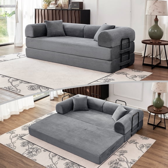 79'' Combination Sofa Bed, 5 in 1 Foldable Floor Sofa with High Rebound Foam, Modular Sleeper for Small Spaces, Studio, Guest Room