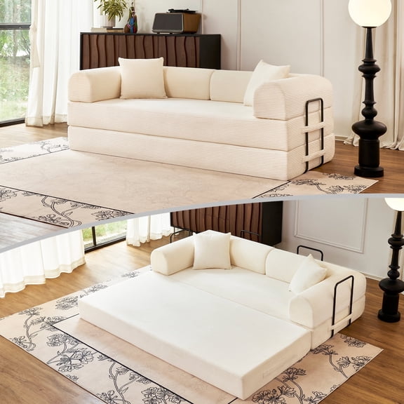 79'' Convertible Sofa Bed, High-Density Sponge Foldable Floor Couch, 5 in 1 Modular Sleeper for Living Room and Bedroom